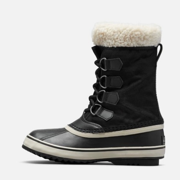 Sorel winter carnival waterproof seam sealed boot black w/stone faux fur 8.5 NEW - Picture 2 of 12